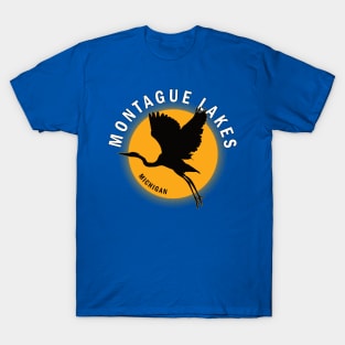 Montague Lakes in Michigan Heron Sunrise T-Shirt